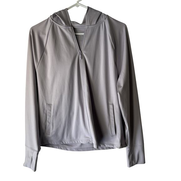 Hype‎ Hoodie Jacket Mens Large Gray Full Zip Athletic Lightweight Thumb Holes - Picture 1 of 8